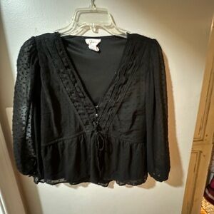 Gaze Black Sheer Lace Blouse